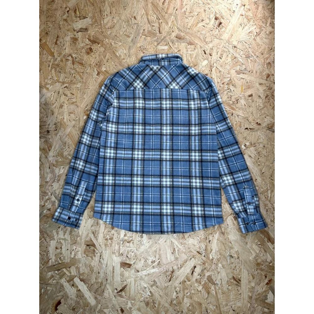 ONeill Fleece Flannel Shirt Mens Medium Blue Plaid Snap Button Long Sleeve - Picture 9 of 14
